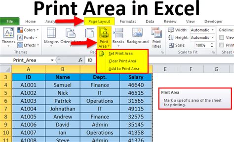 how to set the print area in excel and what does it mean for your data security